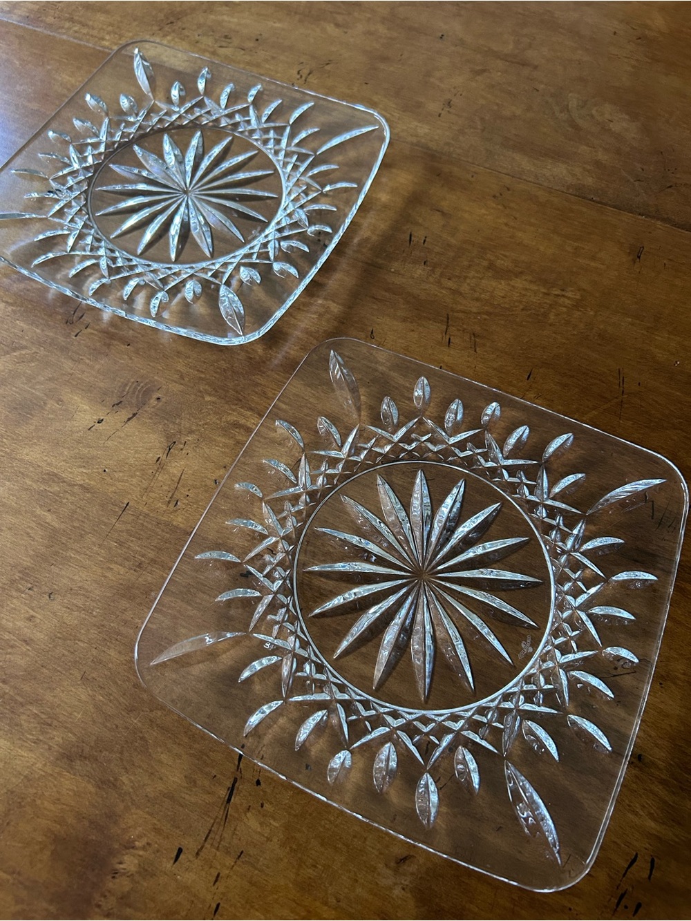 Set of 2, Waterford Crystal Lismore 8" Square Plates